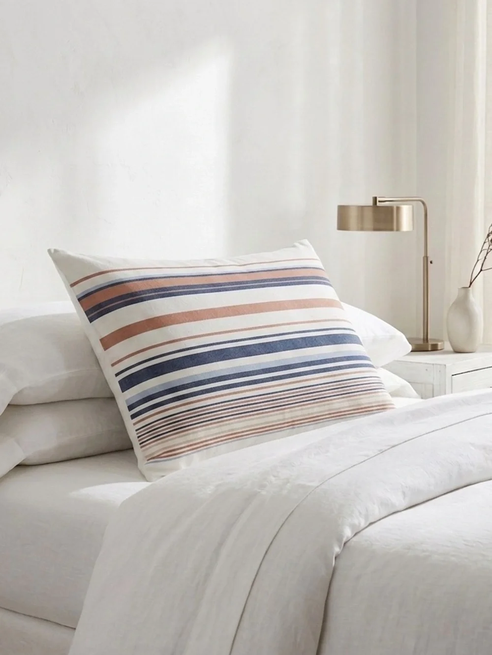 Pendleton Standard Pillow Sham 100% Cotton Stripe Rust Navy
